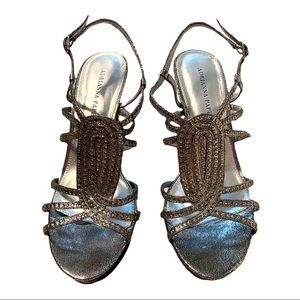 Adrianna Papell Silver Strappy Heels w/rhinestones